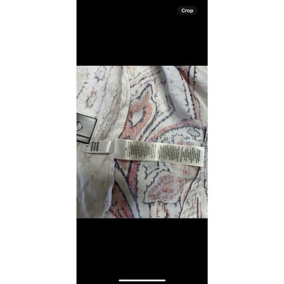 Chico’s Jacket Women's Size Large Multicolor 100% Linen Paisley Watercolor BOHO - Picture 8 of 9